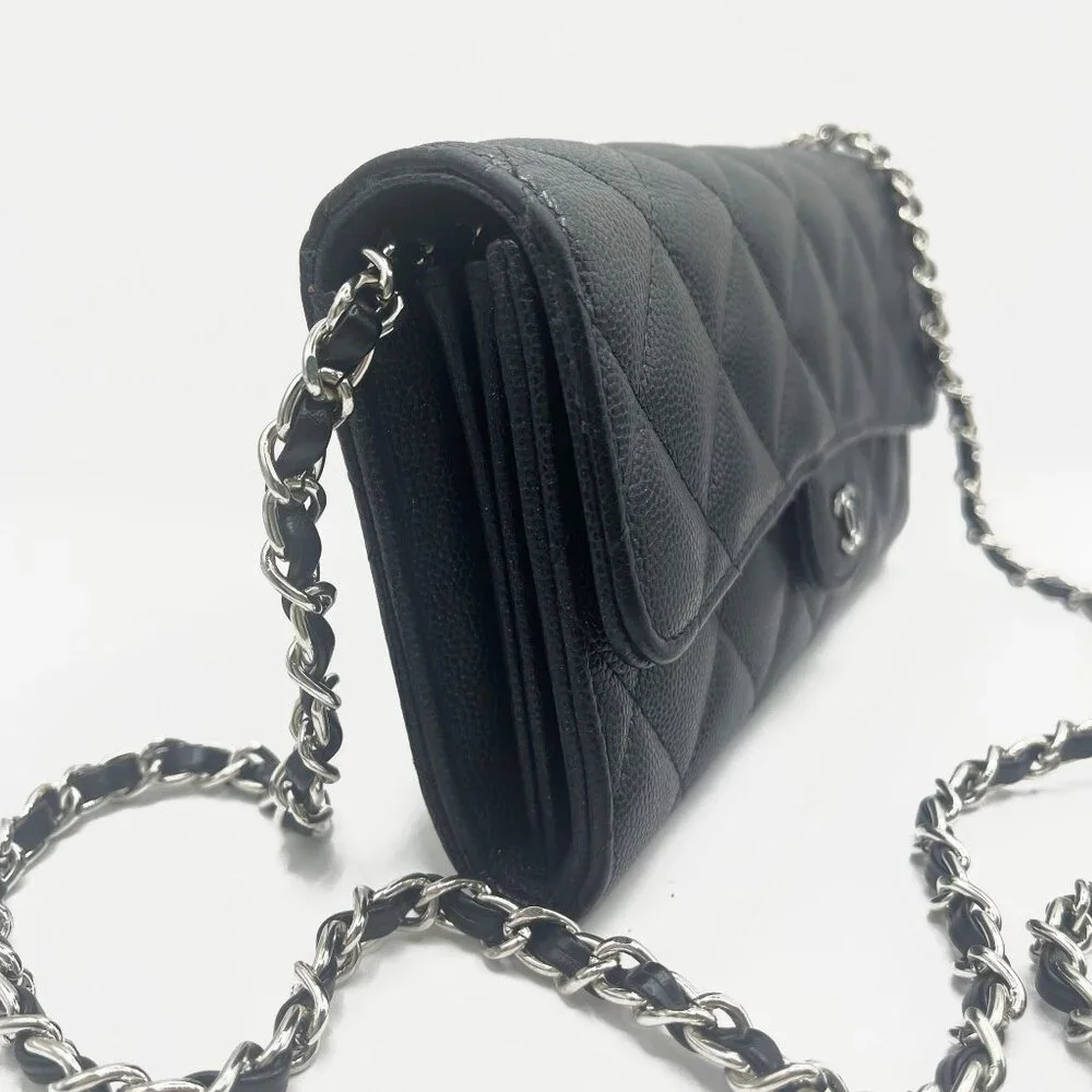 Authentic CHANEL CC Classic Caviar Flap Wallet Chain Shoulder Crossbody Black - Picture 6 of 16
